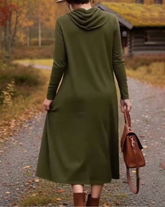 Kjole afslappet enkel ensfarvet lomme