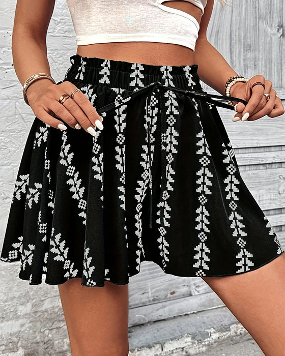 Shorts Tryk Snøre Loose Fit Flare