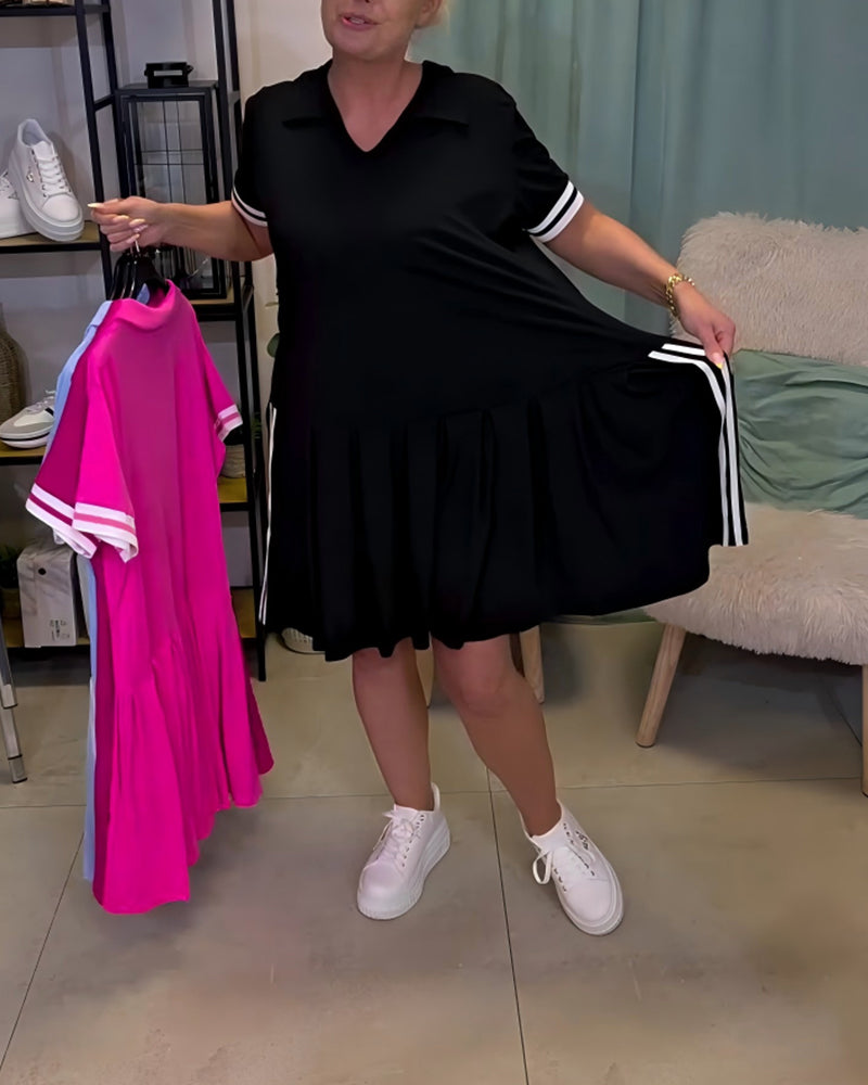 Kjole V-Udskæring Farveblokeret Sporty