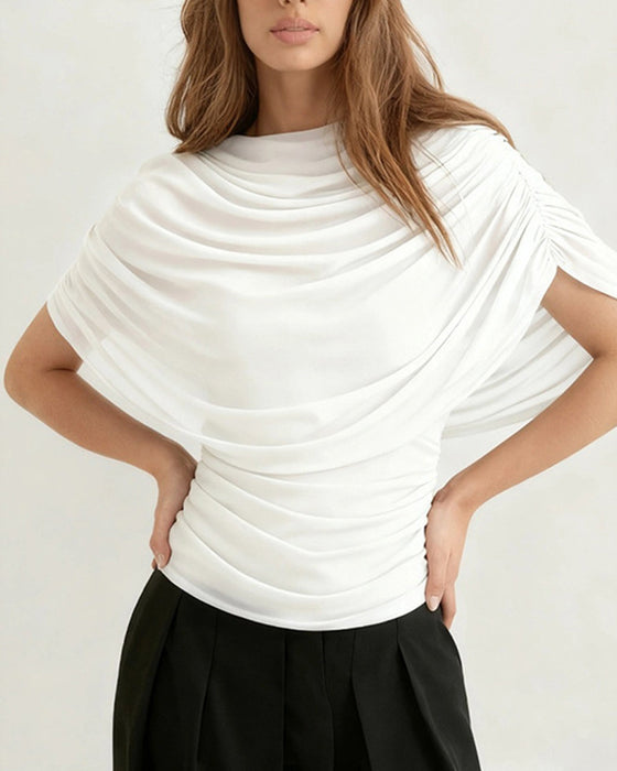 Bluse Mesh Halstørklæde Hals Draperet Slim Fit