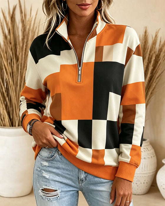 Sweatshirt Langærmet Stående Krave
