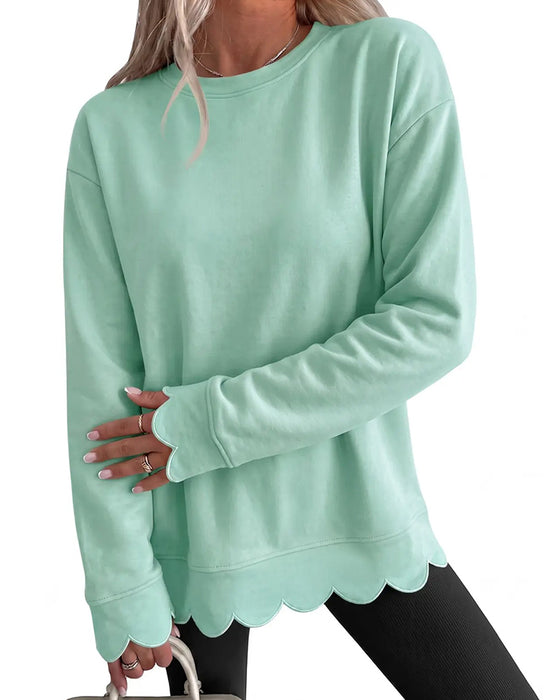 Sweatshirt Scallop Trim Afslappet