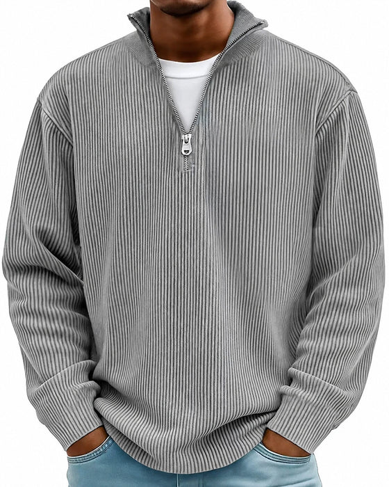 Herre Sweatshirt Lynlås Krave Lang Ærme