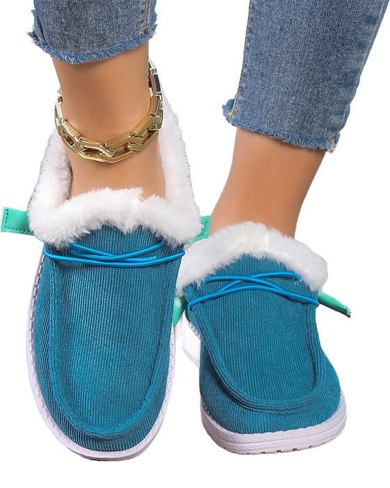 Ensfarvede varme hjemmesko med tyk plysforing