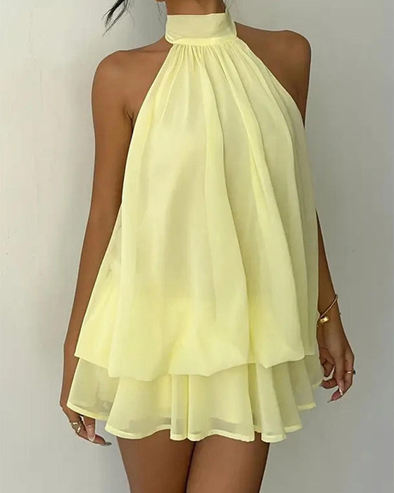 Kjole Halsstrop Chiffon Mini