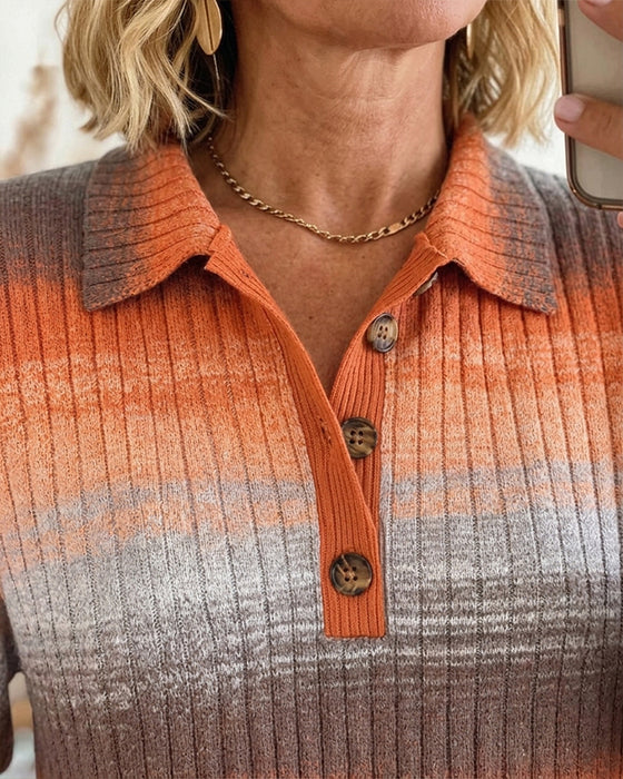 Bluse Ombre Ribbet Lang Ærme