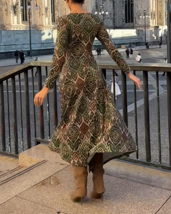 Kjole Fashion Retro Trykt Slids