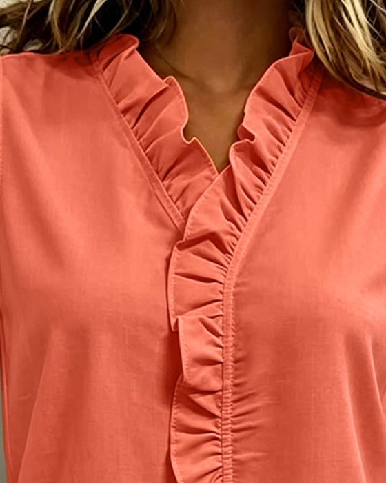 Tank Top Ruffle Ærmeløs