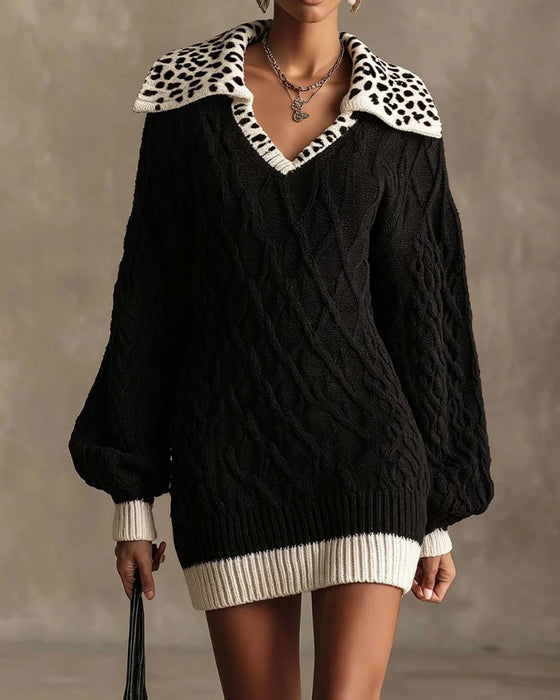Kjole Langærmet Revers Sweater