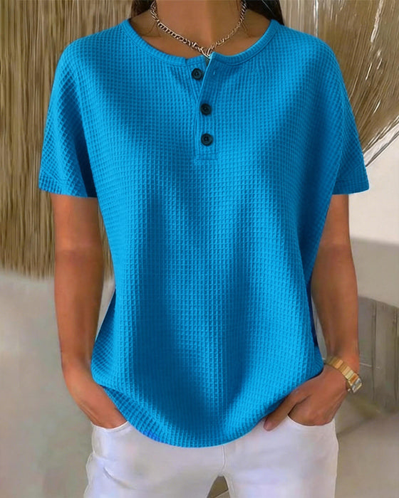 T-shirt Knap V-hals Afslappet