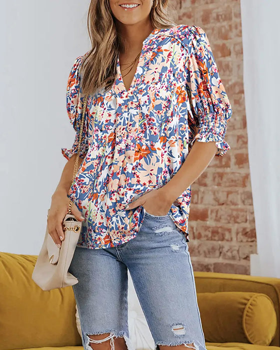 Bluse Elegant Lille Blomstertryk
