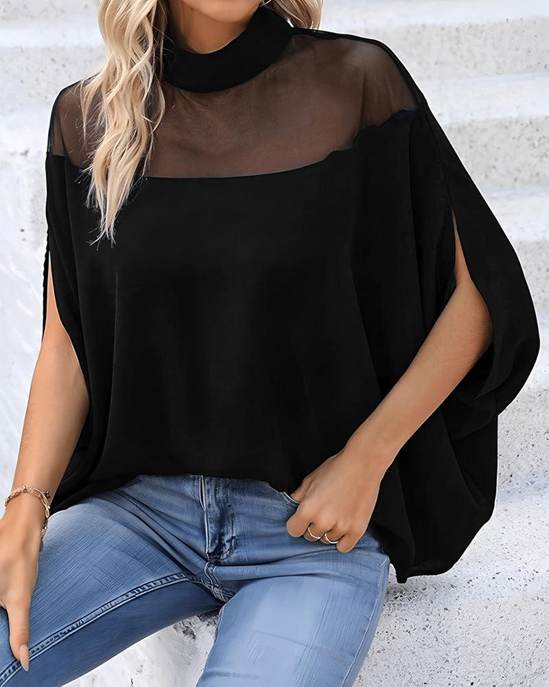 Bluse Gennemsigtig Cold Shoulder Dolmanærme