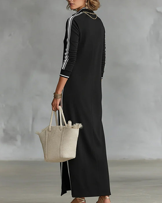 Kjole Kontrast Knap V-hals