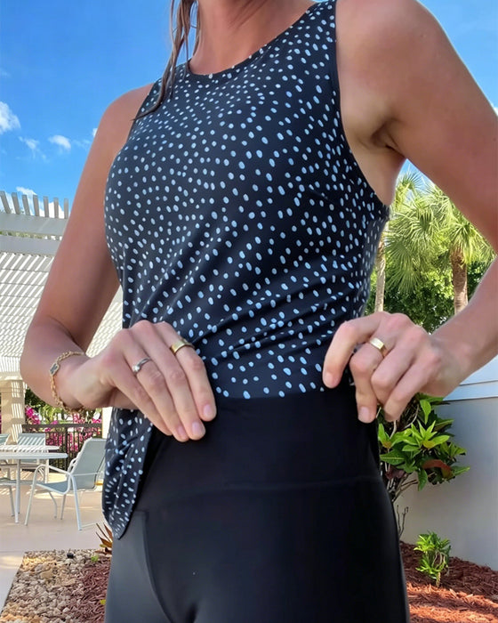 Tankini Rund Hals Ærmeløs Prikket