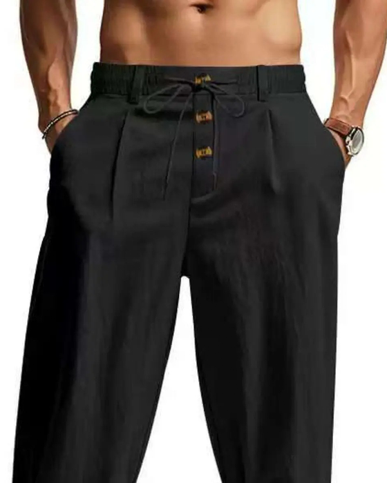 Bukser Casual Ensfarvet Lige Ben