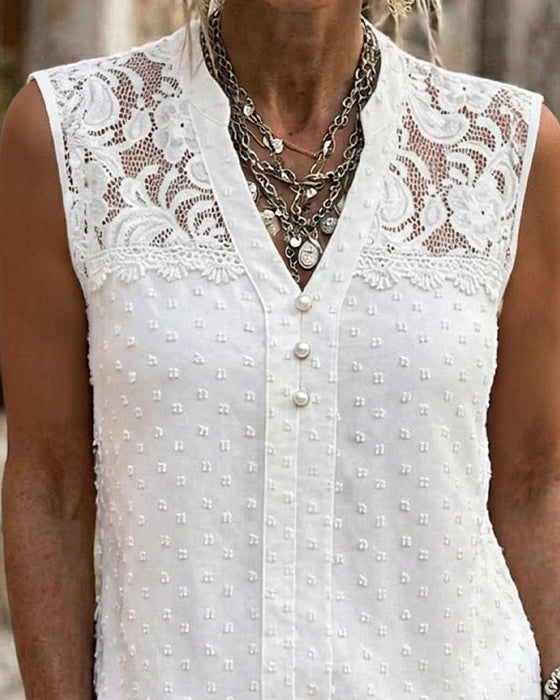 Tank Top Blonde Jacquard Ærmeløs