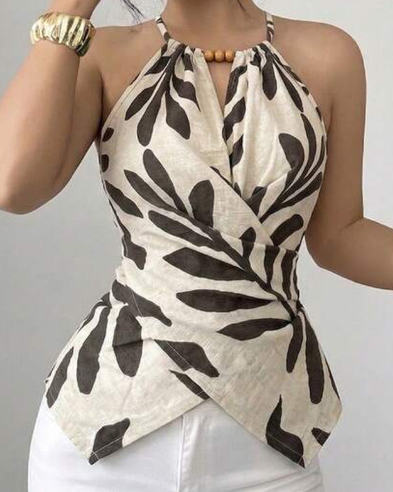 Tank Top Halter Kryds Tryk