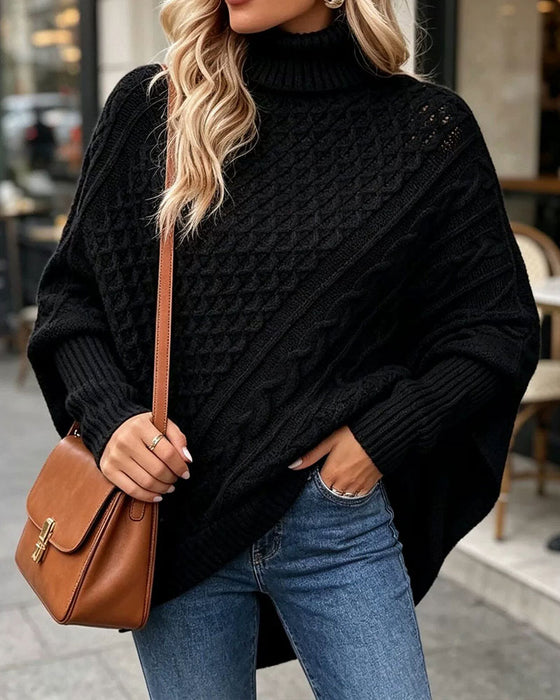 Sweater Uregelmæssig Ensfarvet Pullover