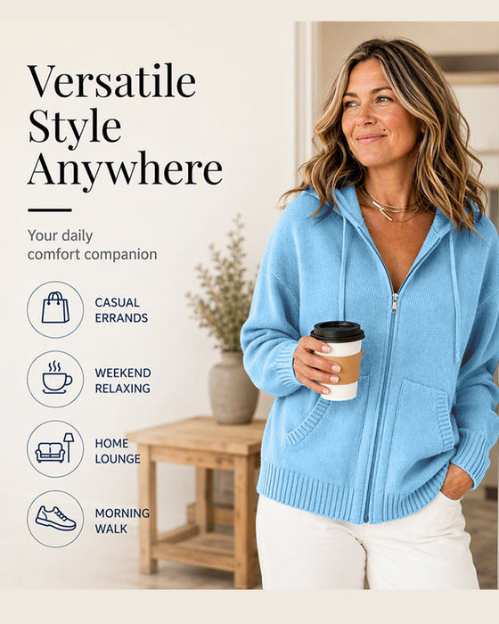 Cardigan Solid Hætte Lynlås