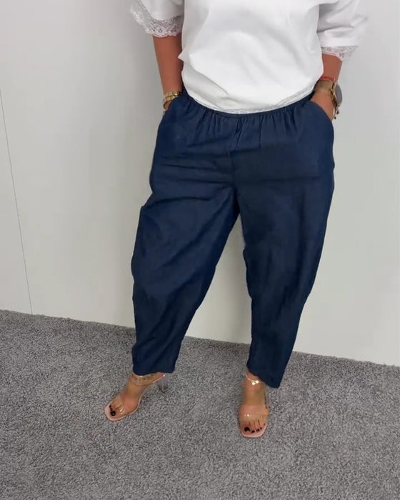 Bukser Stilfulde Lomme Denim Lange