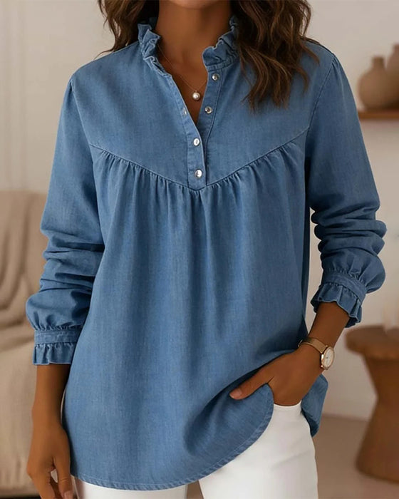 Top Denim Flæse Knappet