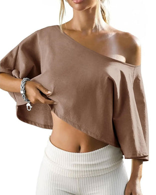 T-Shirt En-Skulder Croppet Cold Shoulder