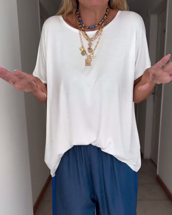 Hvid T-shirt i løs pasform