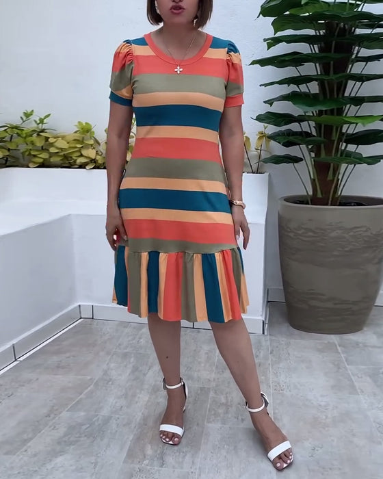 Kjole afslappet kortærmet stribet