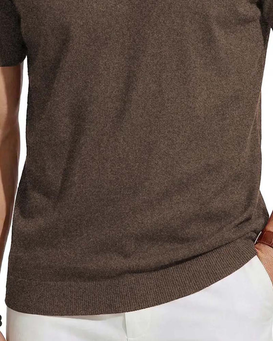 Pullover Mini V-Hals Casual Ensfarvet