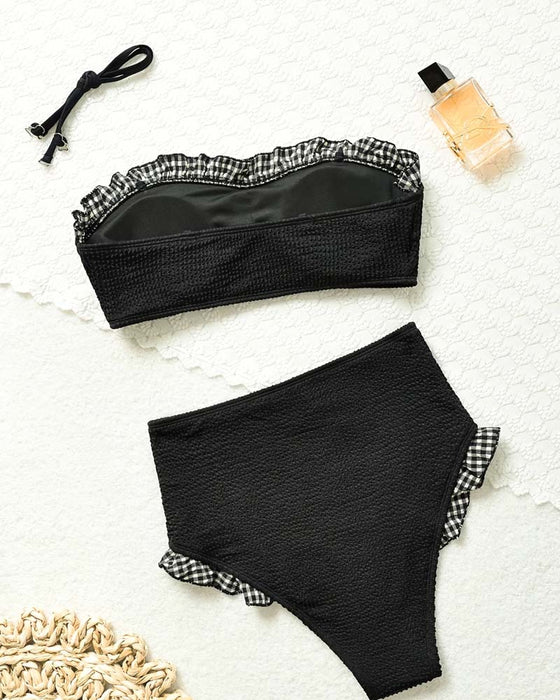 Bikini ternet Ruffle Stropløs