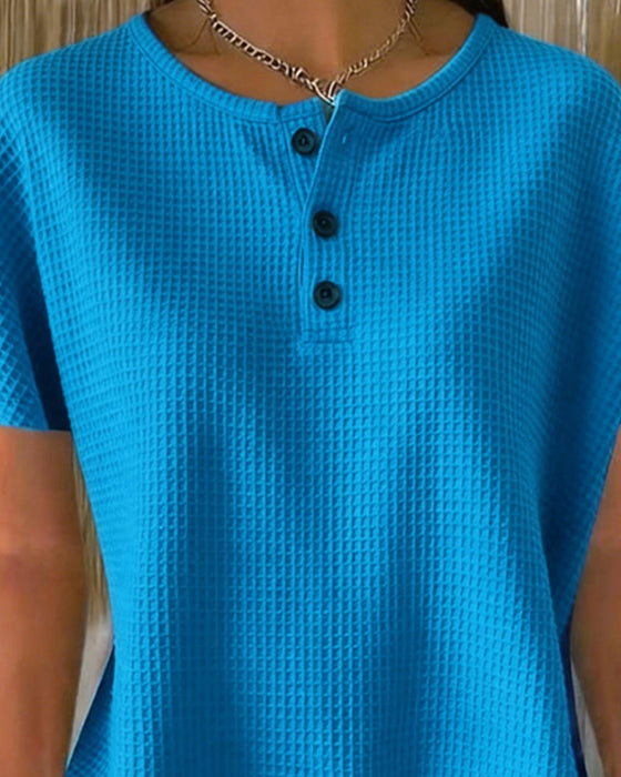 T-shirt Knap V-hals Afslappet