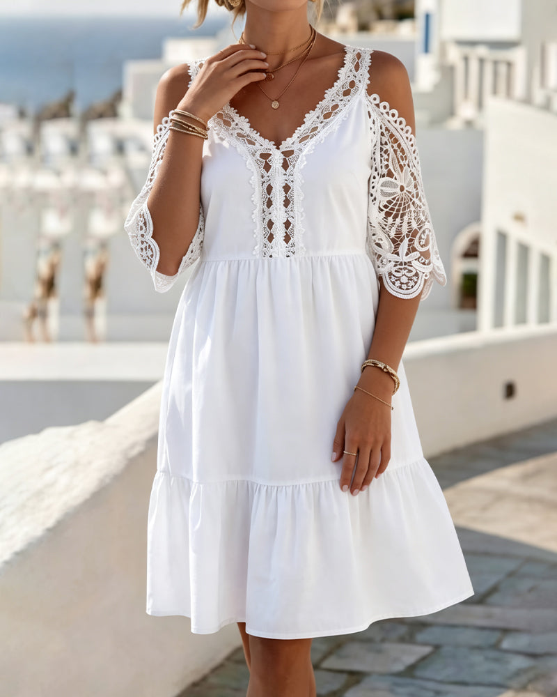 Kjoler Blonder Off-Shoulder Lagdelt Kort
