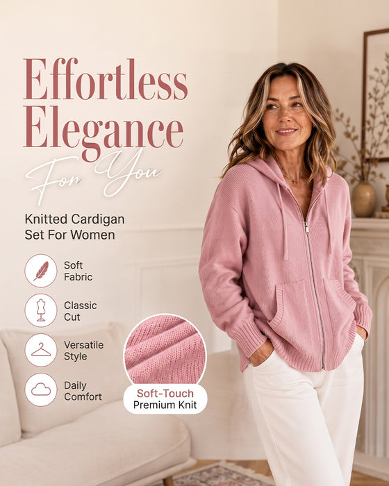 Cardigan Solid Hætte Lynlås