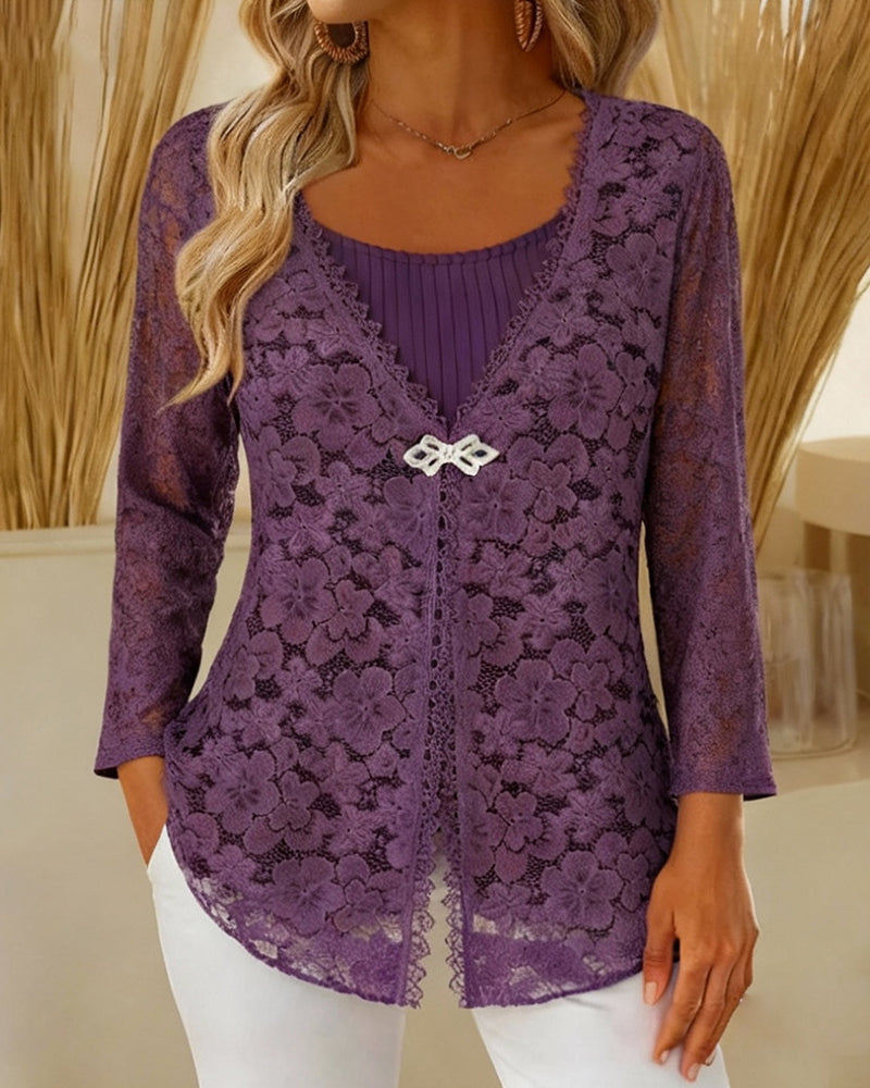 Langærmet Faux Todelt Top