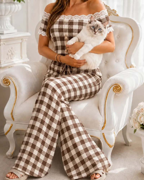 Set Off-Shoulder Blondekant Stribe Bred Ben Bukser
