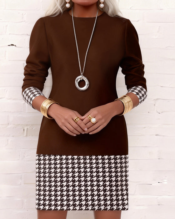 Kjole Hundetand Indsat Langærmed