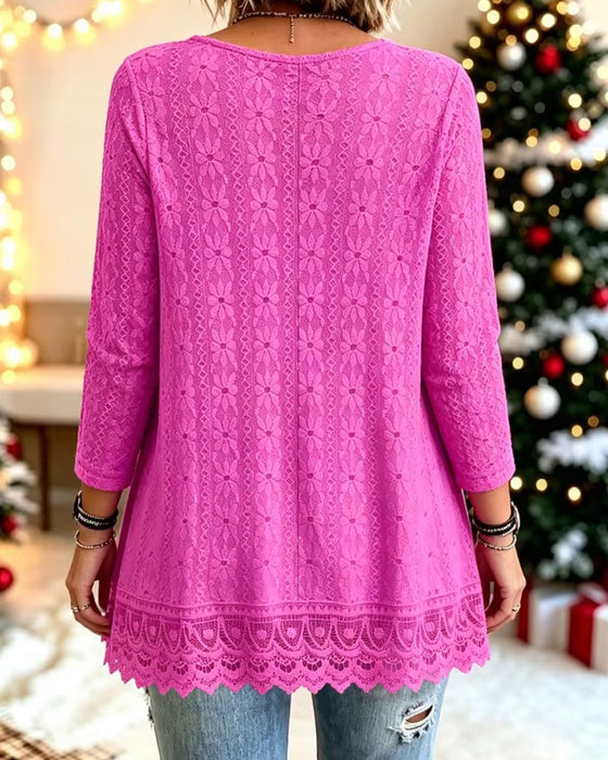 Top V-Hals Knipling Patchwork Udvidet