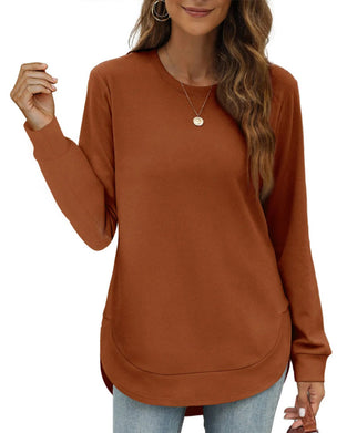 Sweatshirt Rund Hals Buet Kant Ensfarvet