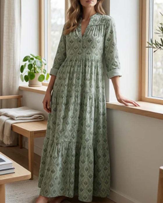 Kjole Vintage V-Udskæring Blomstret