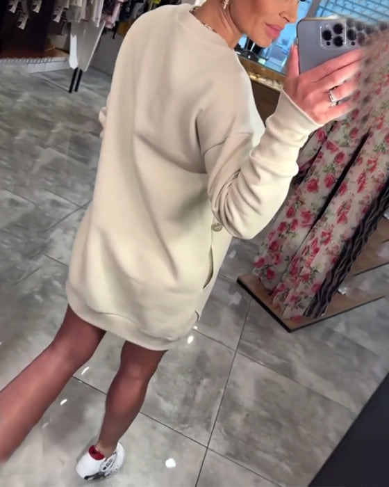 Kjole Pullover Lomme Langærmede