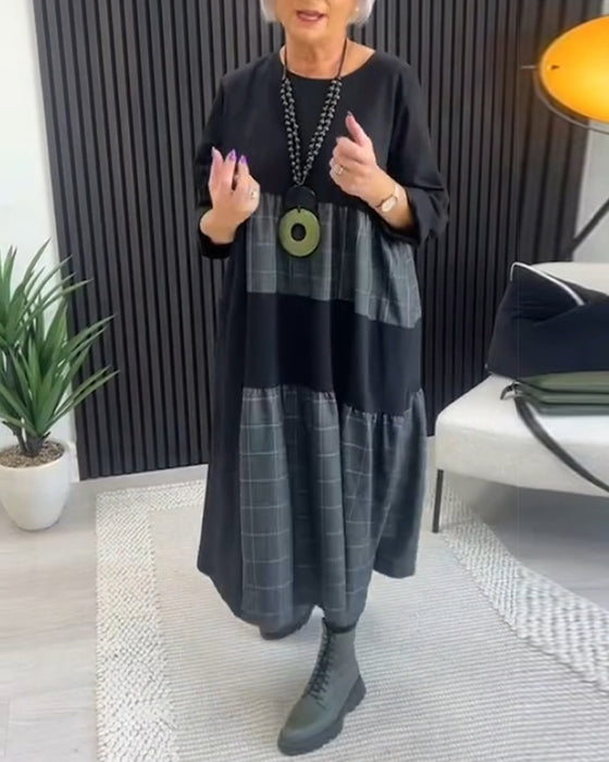 Sort-grå kjole med farveblok