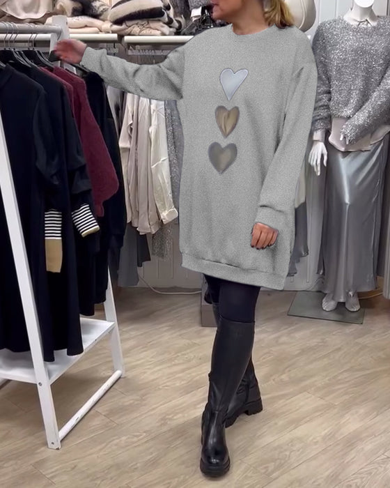 Kjole Shift Hjerte Mønster Casual