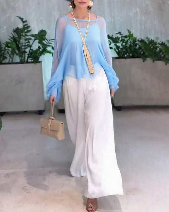 Bluse Med Elegant Ensfarvet Look