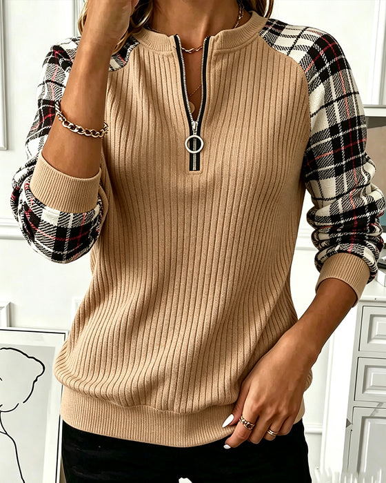 Sweatshirt Farveblok Rundhals