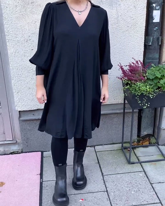 Kjole V-Hals Moderne Lanterneærme