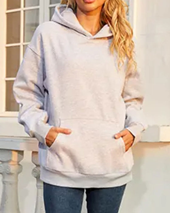Hoodie Med Hætte Afslappet Pullover