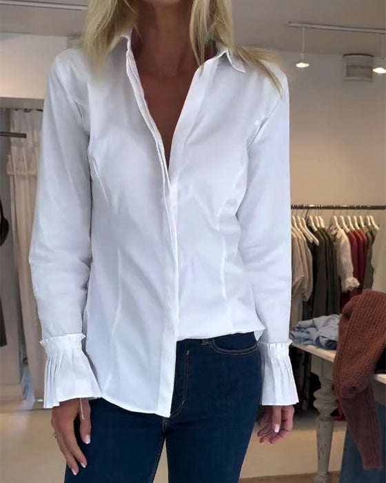 Skjorte Flare Ærme Casual Slag