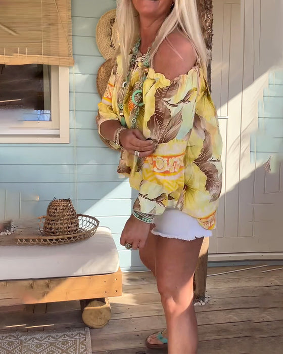 Bluse Off-Shoulder Resortprint