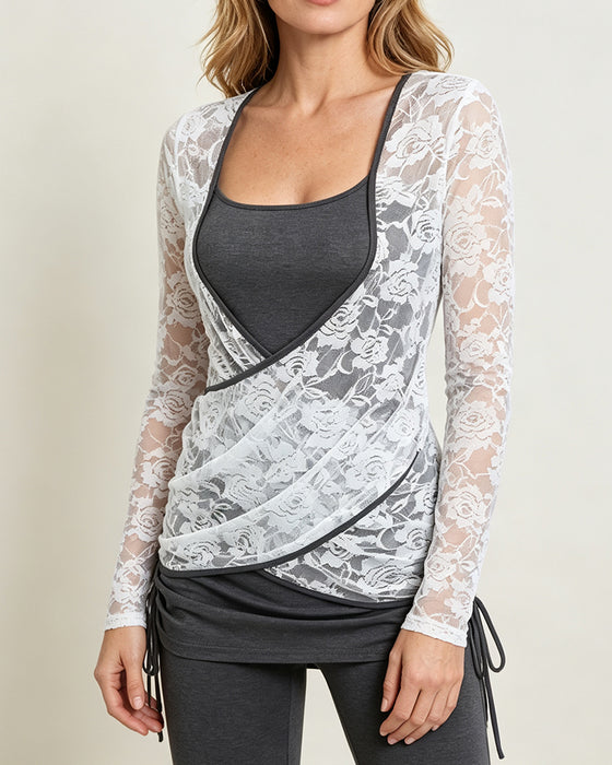 Bluse Cross Over Blonde Panel Bind Foran Slim