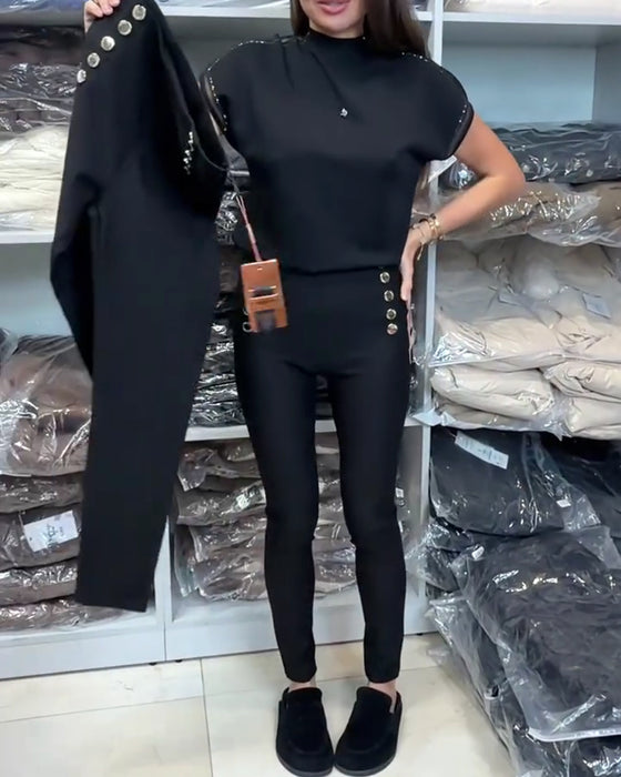 Stilfulde Bukser Med Knaphulsåbning Og Stretch